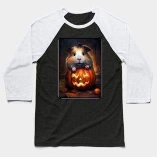 Cute Halloween Guinea Pig With Pumpkin Funny Halloween Gifts For Guinea Pigs Lover Baseball T-Shirt